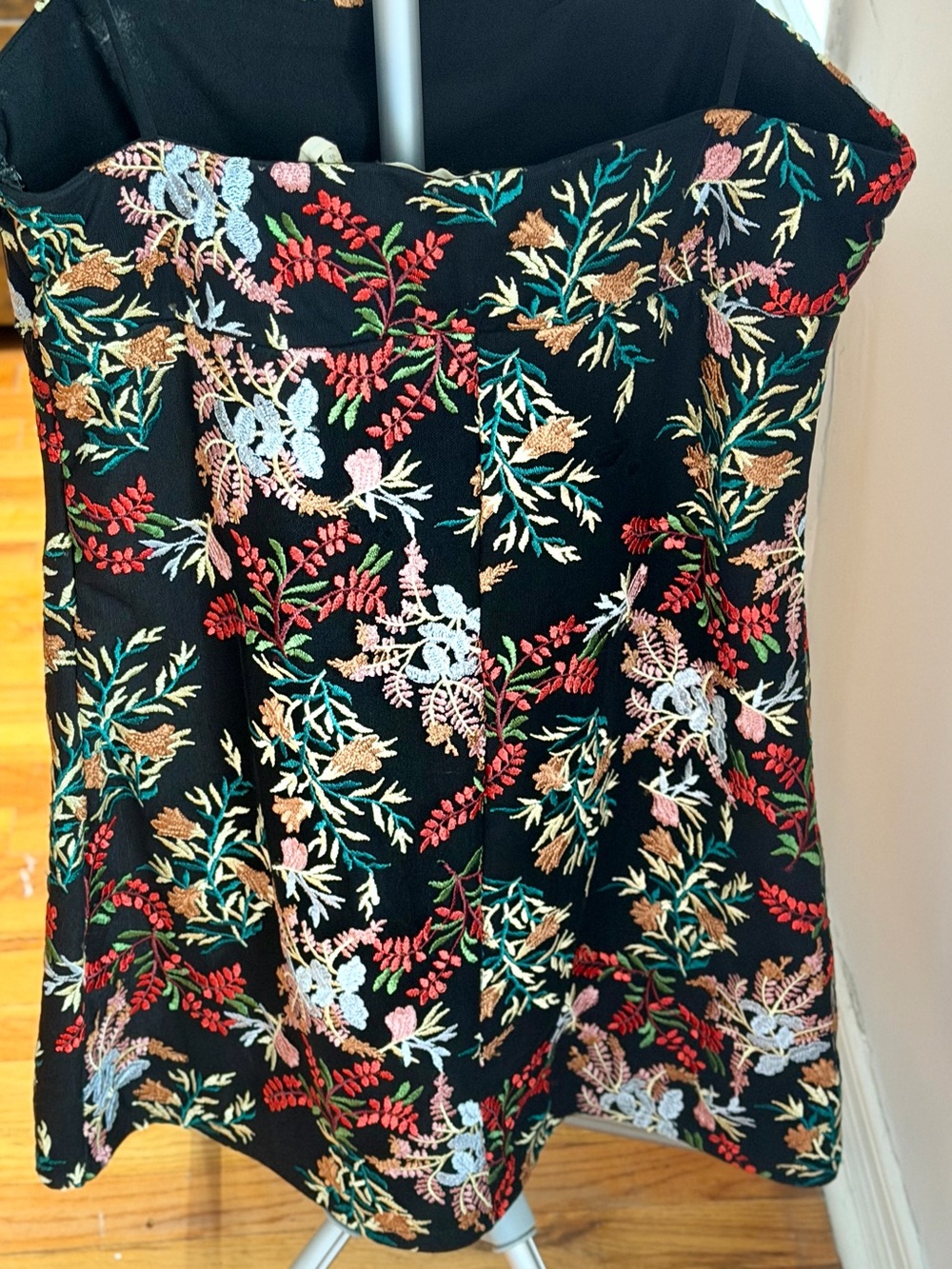 Urban Outfitters Black Floral Embroidered Mini Dress - Picture 4 of 8